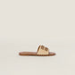 Raffia-Effect Woven Fabric Slides