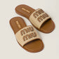 Raffia-Effect Woven Fabric Slides