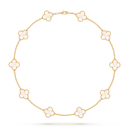 18K Yellow Gold  Van Cleef & Arpels Vintage Alhambra White