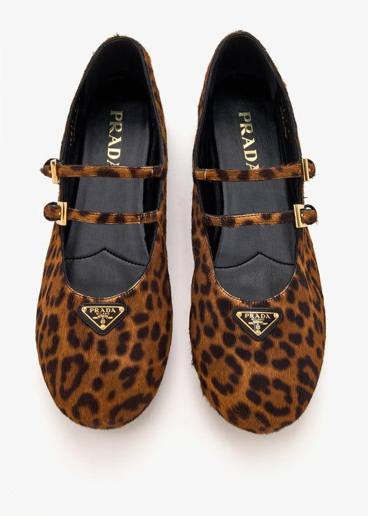 Printed leather ballerinas