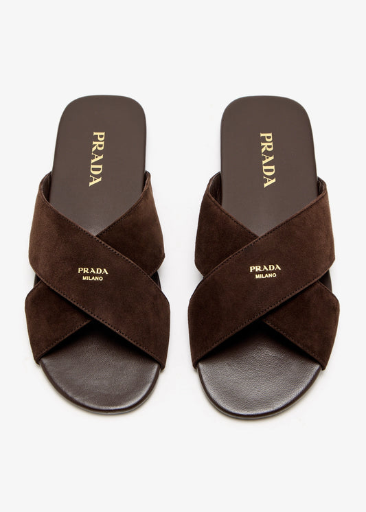 Suede crisscross sandals