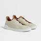 Dark Teal Blue - Ochre ZEGNA Cotton Linen and Leather Triple Stitch™ Sneakers