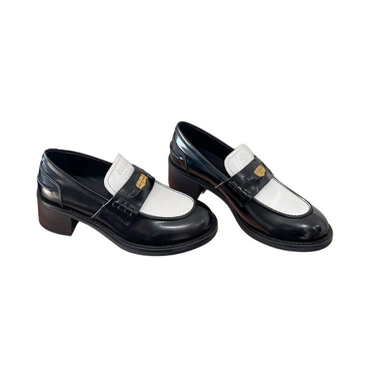 Black and White Heel Loafers