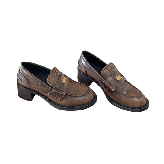 Dark brown heel loafers