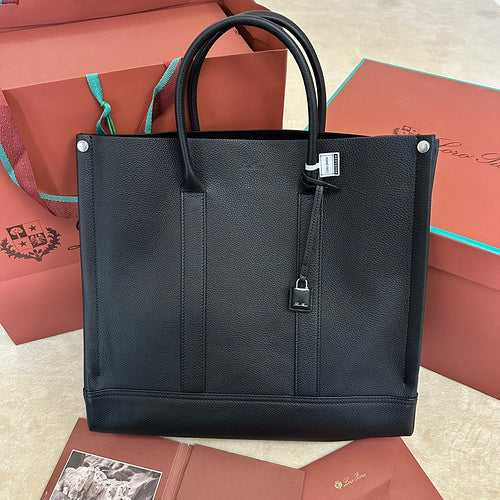 Tall Structured Tote with Lock Accent