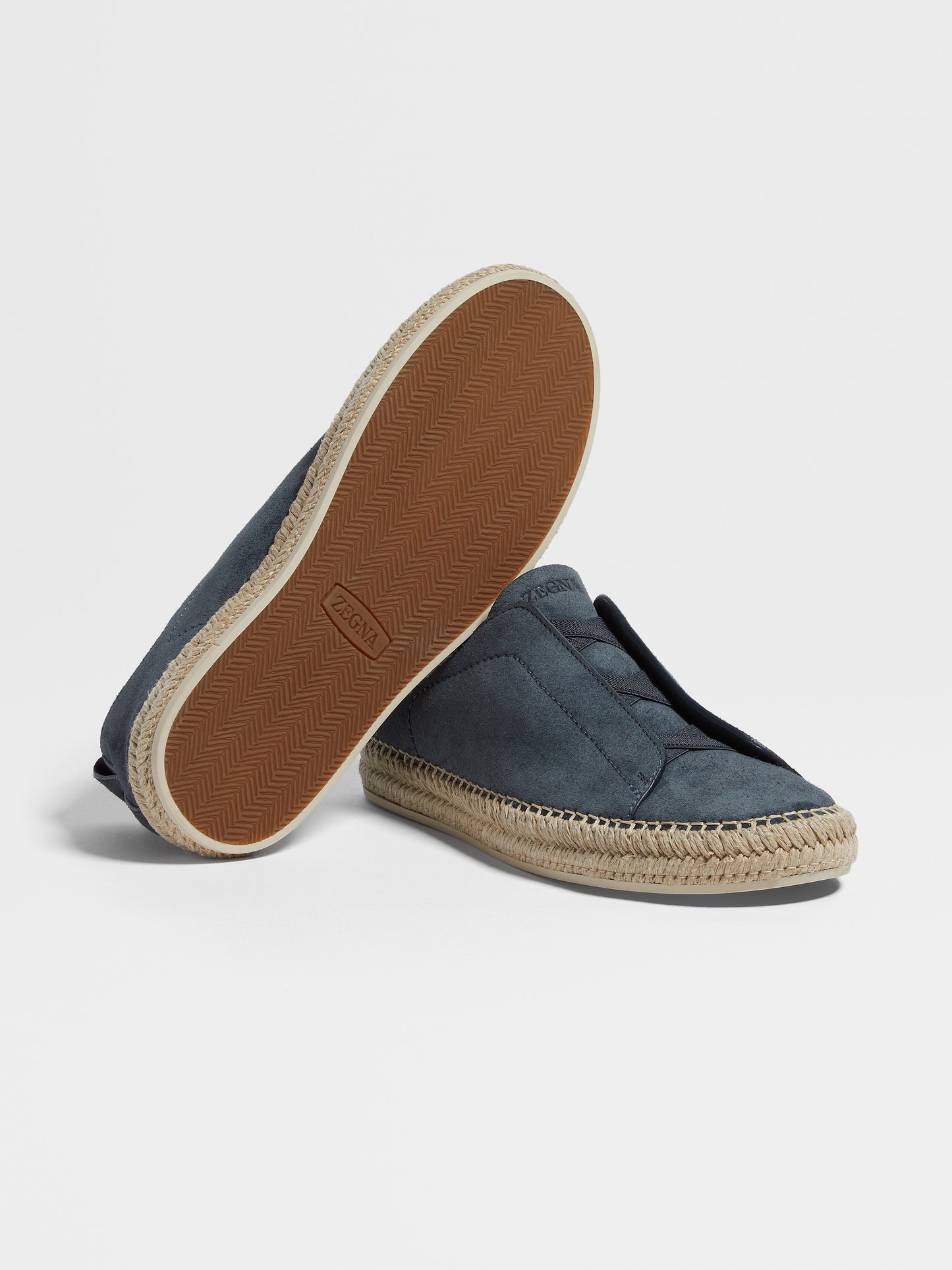 Dark Teal Blue - Dark Blue ZEGNA  Suede Triple Stitch™ Espadrilles