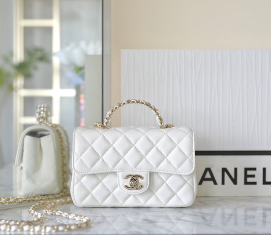 Quilted Flap Bag with Top Chain Handle 