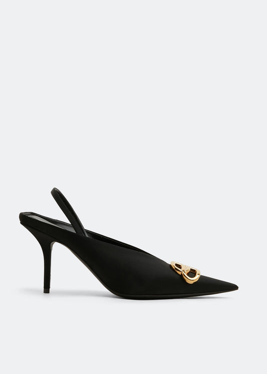 BALENCIAGA BB Square Knife Slingback Pumps