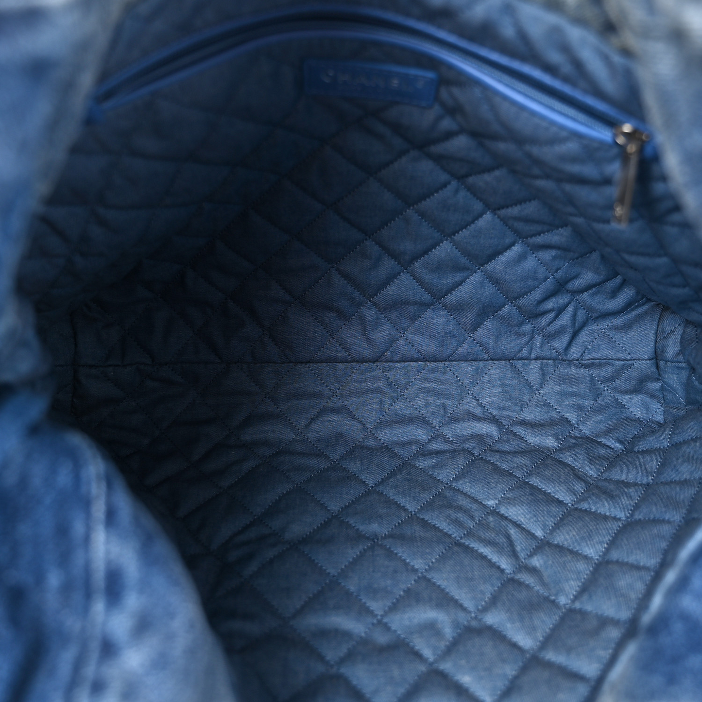 Blue Denim Quilted Chanel 22 Small