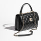 Chanel Flap Bag With Top Handle Lambskin, Diamanté & Gold Metal