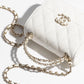 Grained Shiny Calfskin & Gold-Tone Metal Clutch with Chain