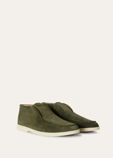 Army Gray - Chocolate LORO PIANA  Open Walk Ankle Boot
