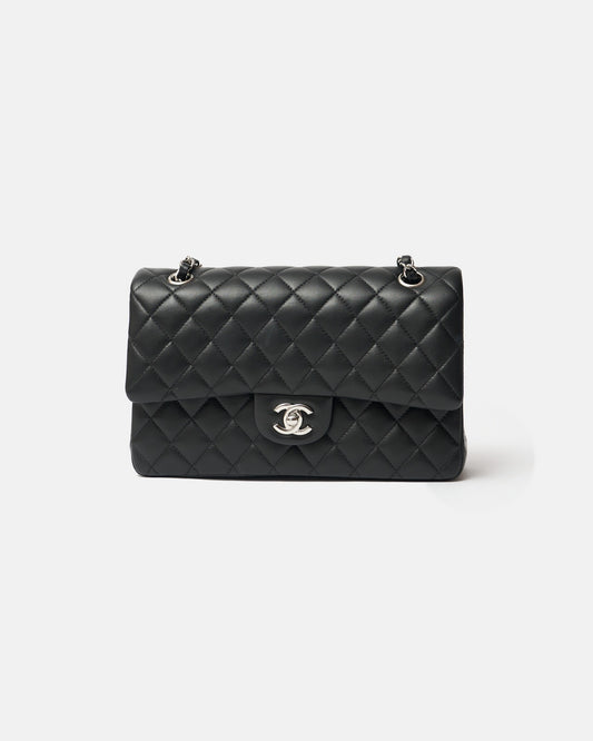 Flap Quilted Shoulder Bag Medium  Silver  Hardware