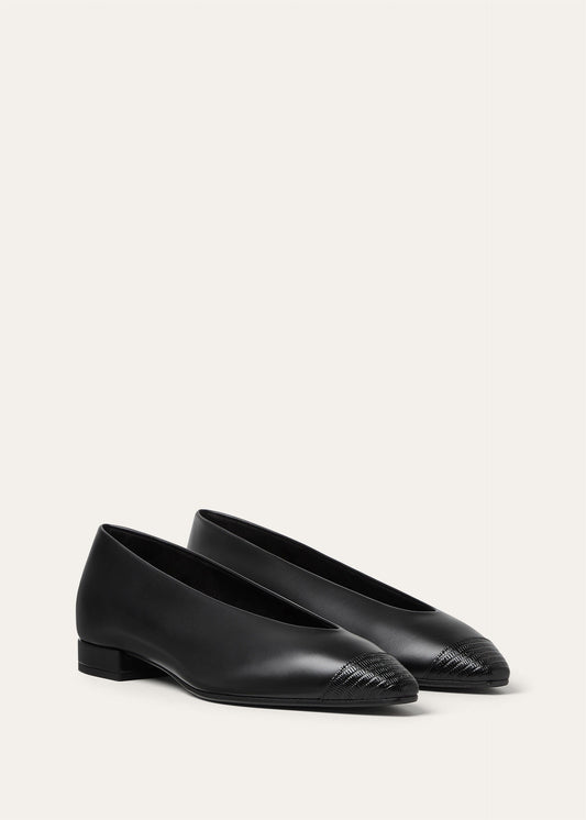 Rebecca Cap Toe Ballet Flat  Natural Calfskin