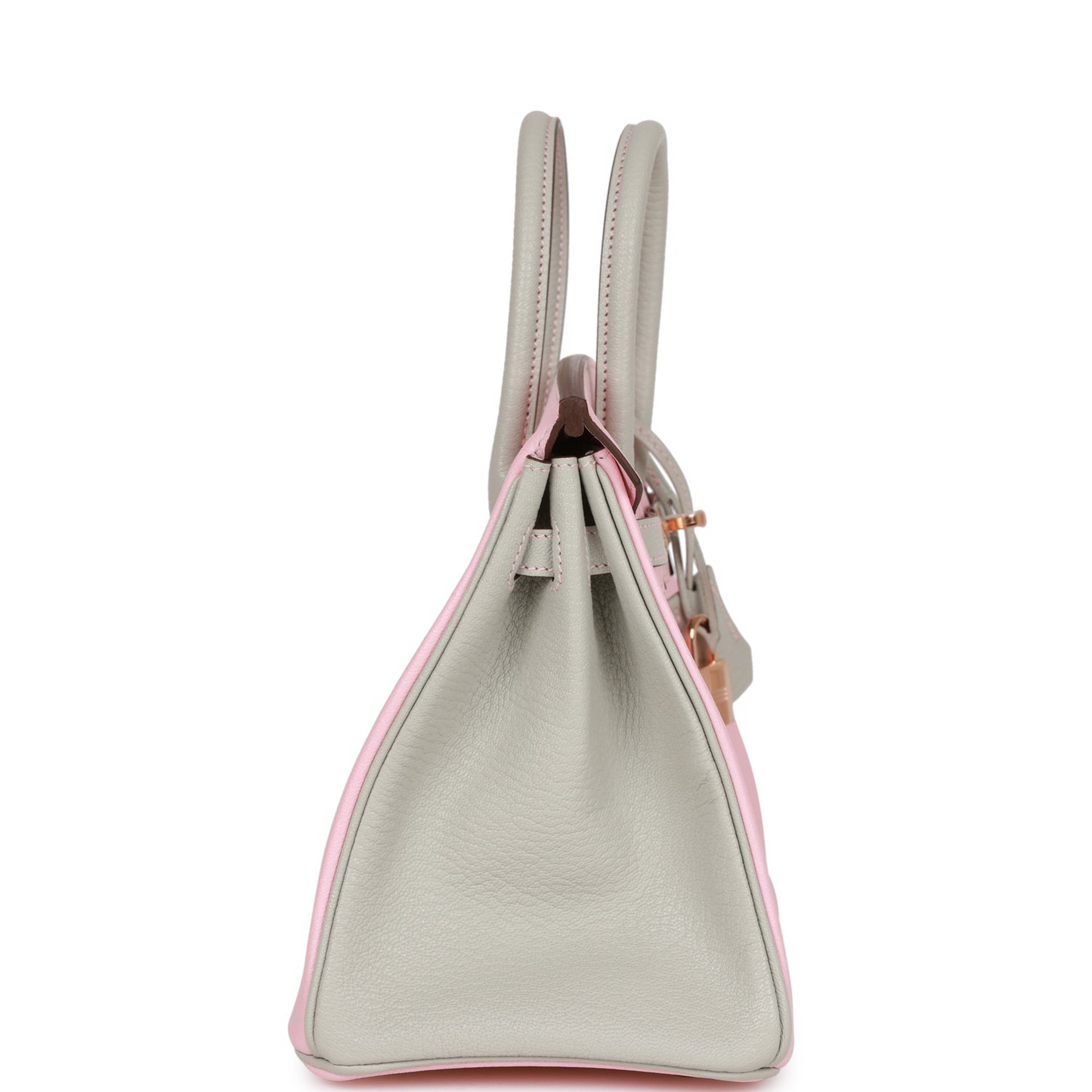 Hermès Special Order (HSS) Birkin 25 Rose Sakura and Gris Perle Chevre Mysore Rose Gold Hardware