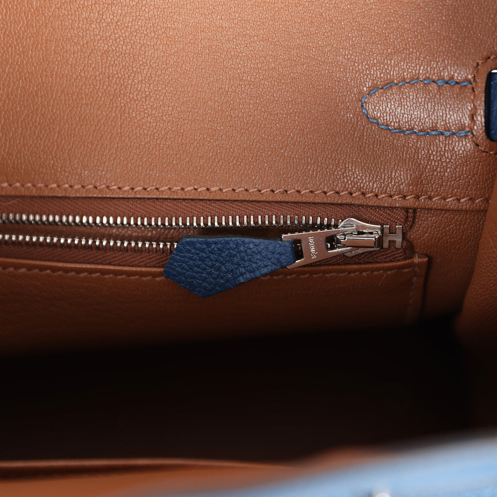 Birkins 25 Deep Bleu Verso Togo Palladium Hardware