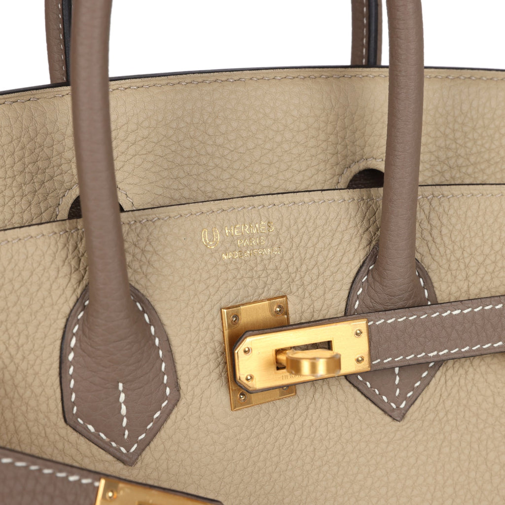 Hermès Special Order (HSS) Birkin 25 Etoupe and Trench Togo Brushed Gold Hardware