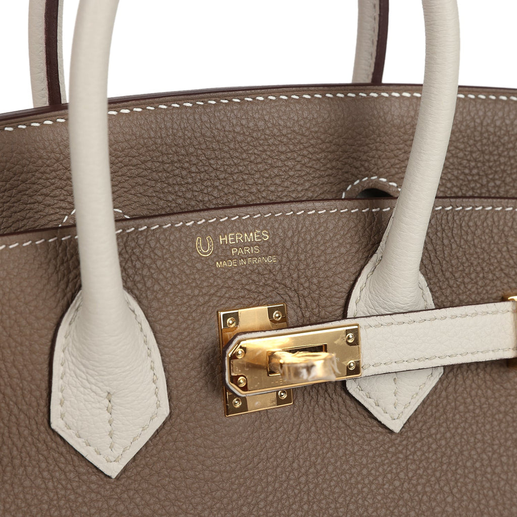 Hermès Special Order (HSS) Birkin 25 Etoupe and Craie Togo Gold Hardware