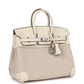 Birkin 25 Nata Swift and Ecru-Beige Toile H Canvas Palladium Hardware