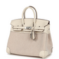 Birkin 25 Nata Swift and Ecru-Beige Toile H Canvas Palladium Hardware