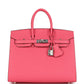Birkin Sellier 25 Rose Azalee Epsom Palladium Hardware