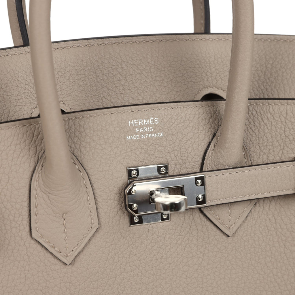 Birkins 25 Gris Tourterelle Togo Palladium Hardware