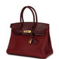 Birkin 30 Rouge H Verso Sombrero and Clemence Touch Gold Hardware