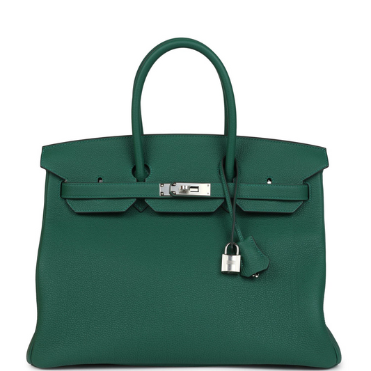 Birkin 35 Vert Moyen Togo Palladium Hardware