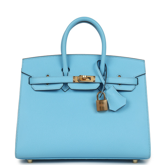 Birkins 25 Celeste Epsom Gold Hardware