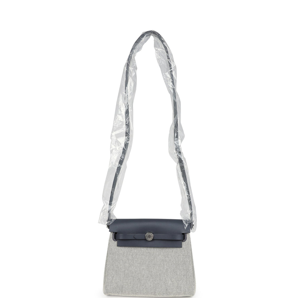 Herbag Zip 20 Mini Ecru and Ardoise Toile H Canvas and Ardoise Vache Hunter Palladium Hardware