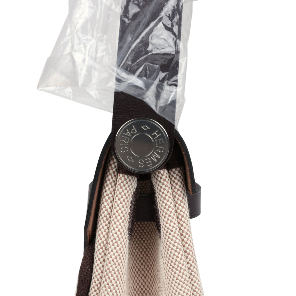 Herbag Zip 20 Mini Ecru and Beige Toile H Canvas and Ebene Vache Hunter Palladium Hardware