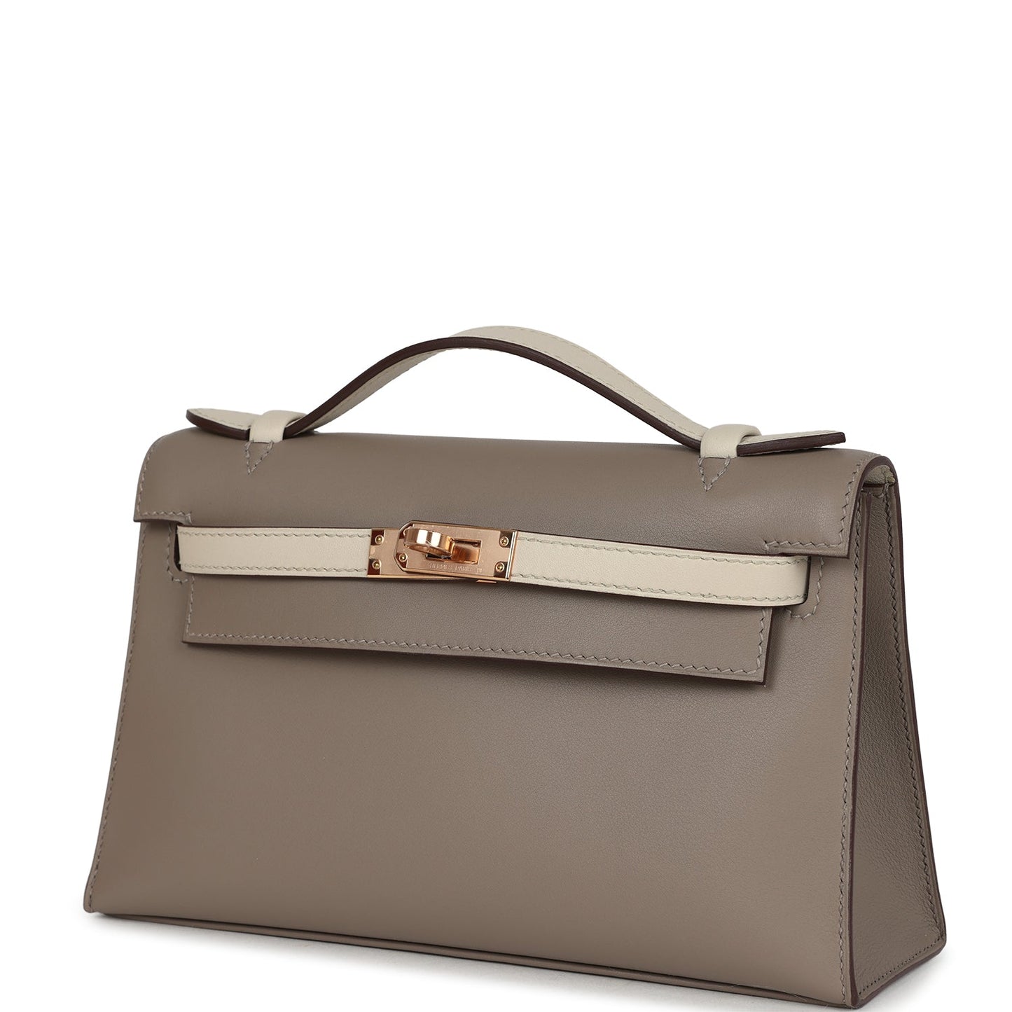 Special Order (HSS) Kelly Pochette Gris Asphalte and Beton Swift Rose Gold Hardware
