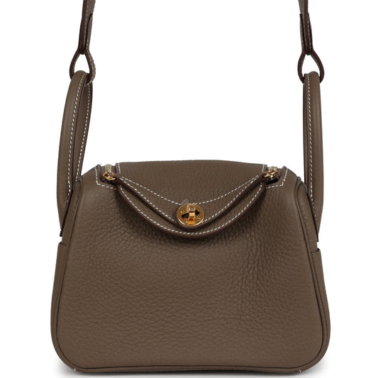 Mini Lindy II Etoupe Clemence Gold Hardware