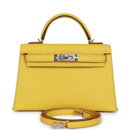 Kelly Sellier 20 Jaune de Naples Verso Chèvre Palladium Hardware
