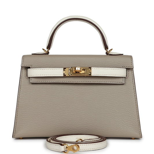 Special Order (HSS) Kelly Sellier 20 Gris Tourterelle and Nata Chevre Gold Hardware