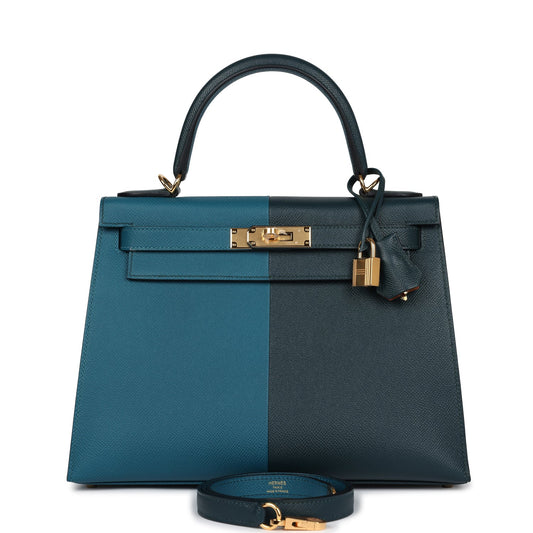Kelly Sellier 28 Casaque Vert Cypres and Vert Bosphore Epsom Gold Hardware