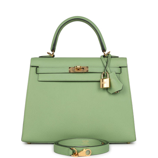 Kelly Sellier 25 Vert Criquet Epsom Gold Hardware