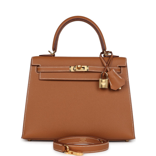 Kelly Sellier 25 Gold Epsom Gold Hardware