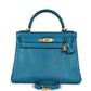 Kelly Retourne 28 Bleu Izmir Tadelakt Gold Hardware
