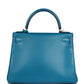 Kelly Retourne 28 Bleu Izmir Tadelakt Gold Hardware