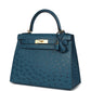 Kelly Sellier 28 Cobalt Ostrich Gold Hardware
