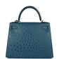 Kelly Sellier 28 Cobalt Ostrich Gold Hardware
