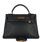 Vintage Kelly Retourne 32 Black Ardennes Gold Hardware