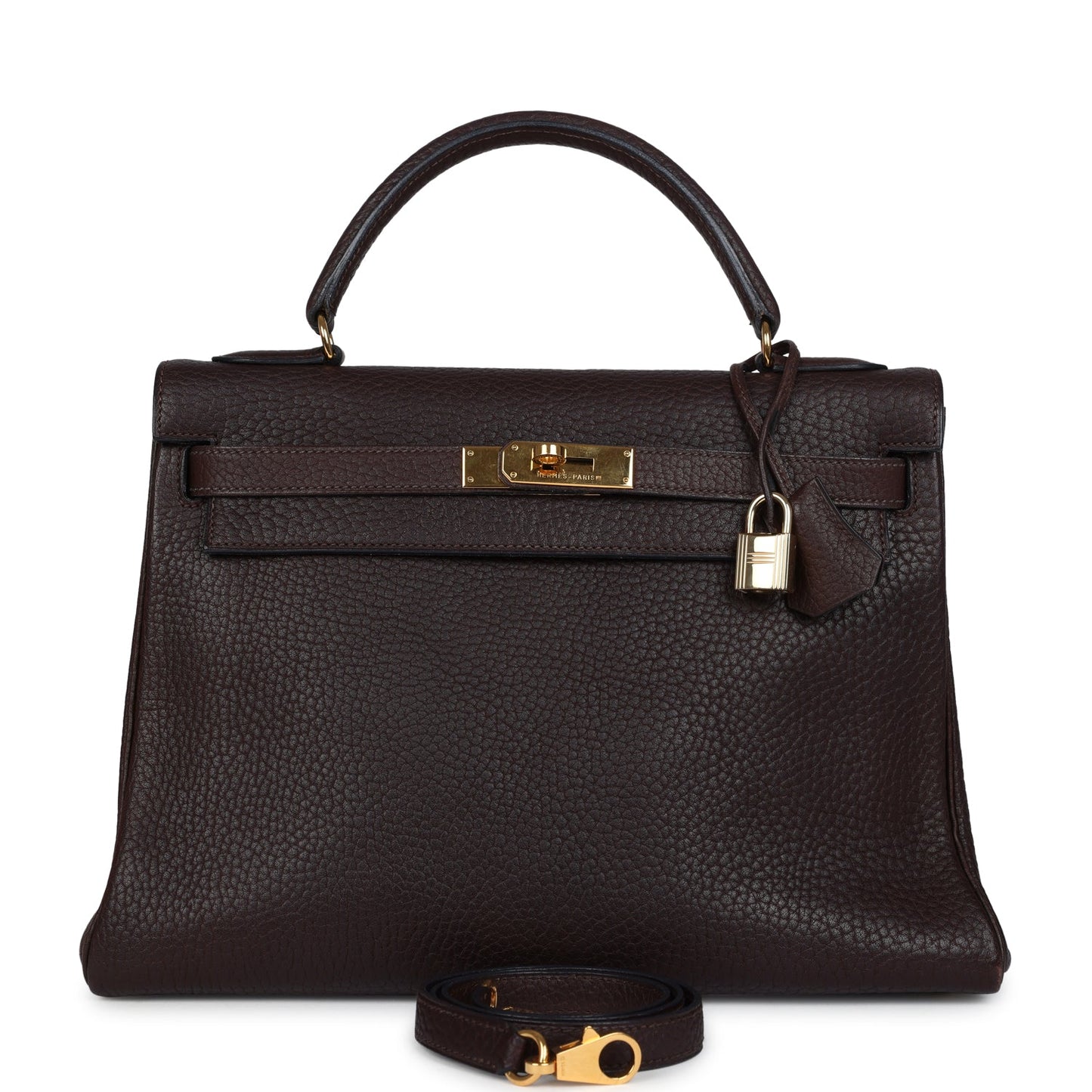Vintage Kelly Retourne 32 Marron Fonce Fjord Gold Hardware