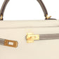 Special Order (HSS) Kelly Sellier 25 Craie and Gris Asphalte Epsom Brushed Gold Hardware