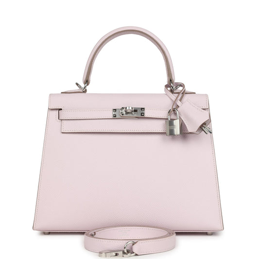 Kelly Sellier 25 Mauve Pale Epsom Palladium Hardware