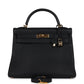 Vintage Kelly Retourne 32 Black Fjord Gold Hardware