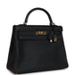 Vintage Kelly Retourne 32 Black Fjord Gold Hardware