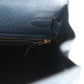 Vintage Kelly Sellier 28 Bleu Marine Courchevel and Ecru Crinoline Gold Hardware