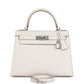 Kelly Sellier 28 Gris Pale Epsom Palladium Hardware